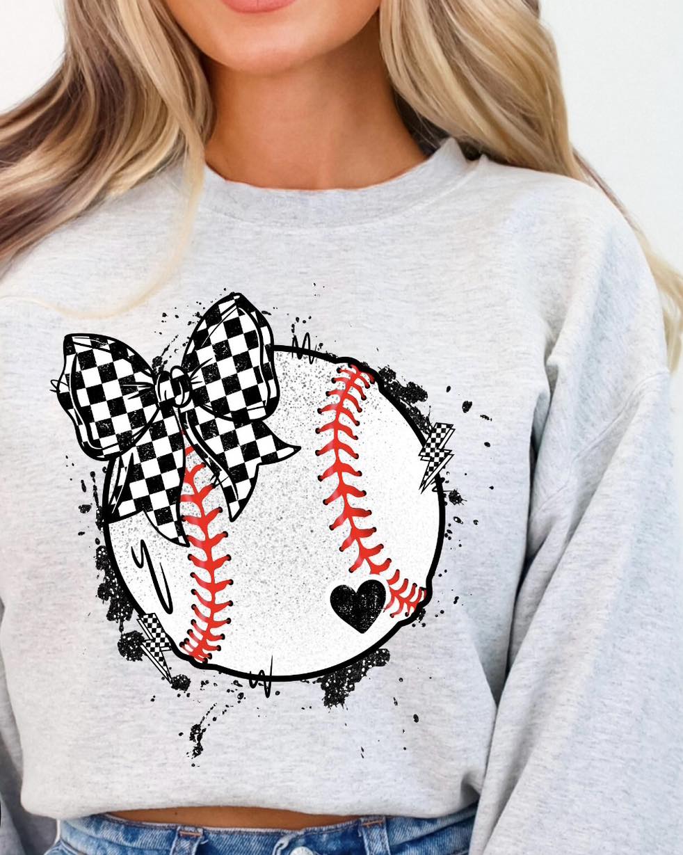 Checkered Bow Baseball