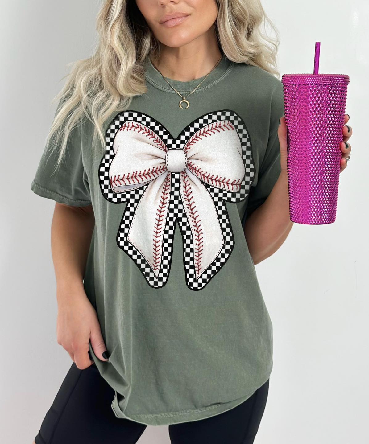 Checkered Baseball Bow