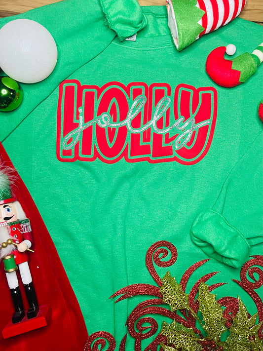 Holly Jolly - puff & glitter vinyl Sweatshirt