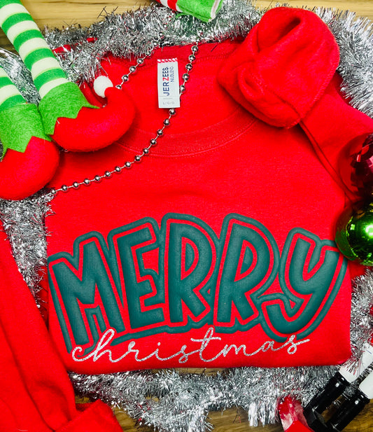 Merry Christmas - Puff & Glitter Vinyl - Sweatshirt