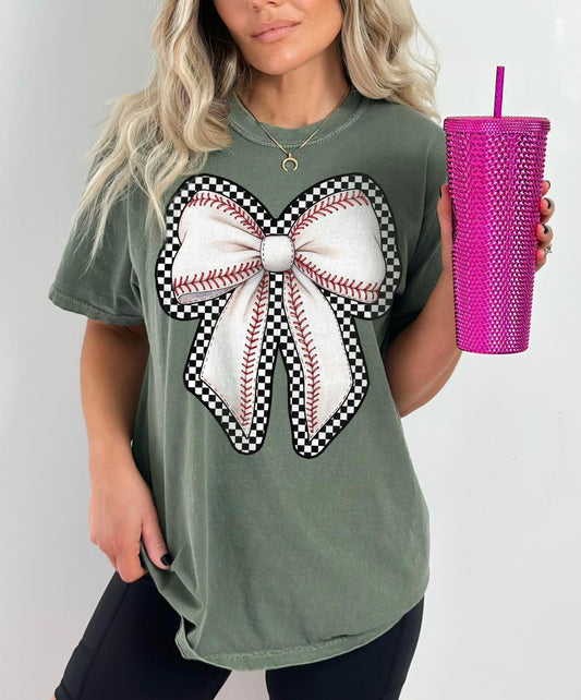 Checkered Baseball Bow
