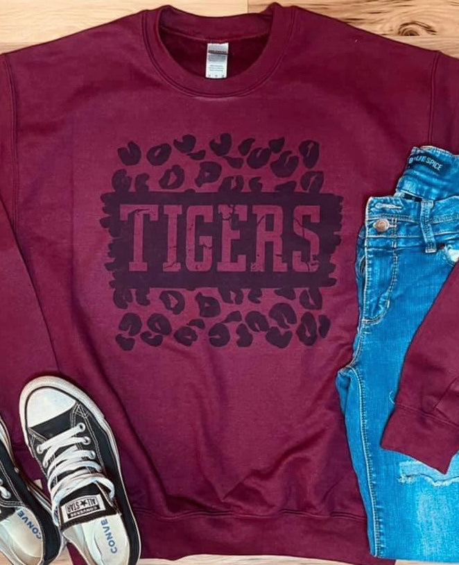 Tigers cheetah sweatshirt {front design ONLY}