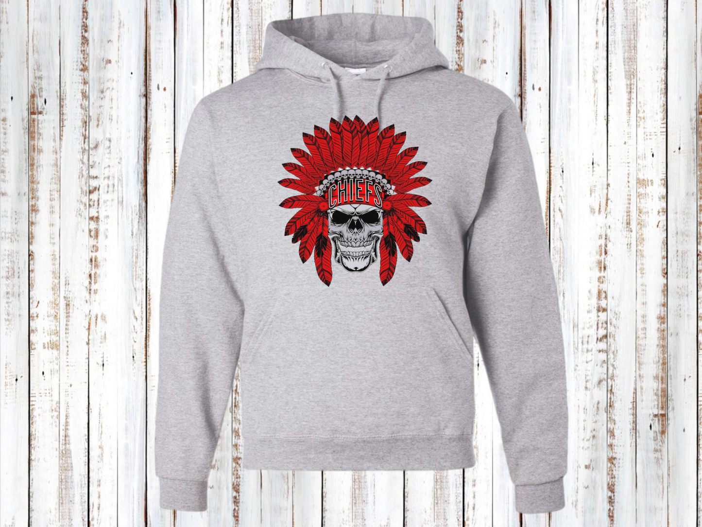 KC Chiefs - skull with headdress hoodie