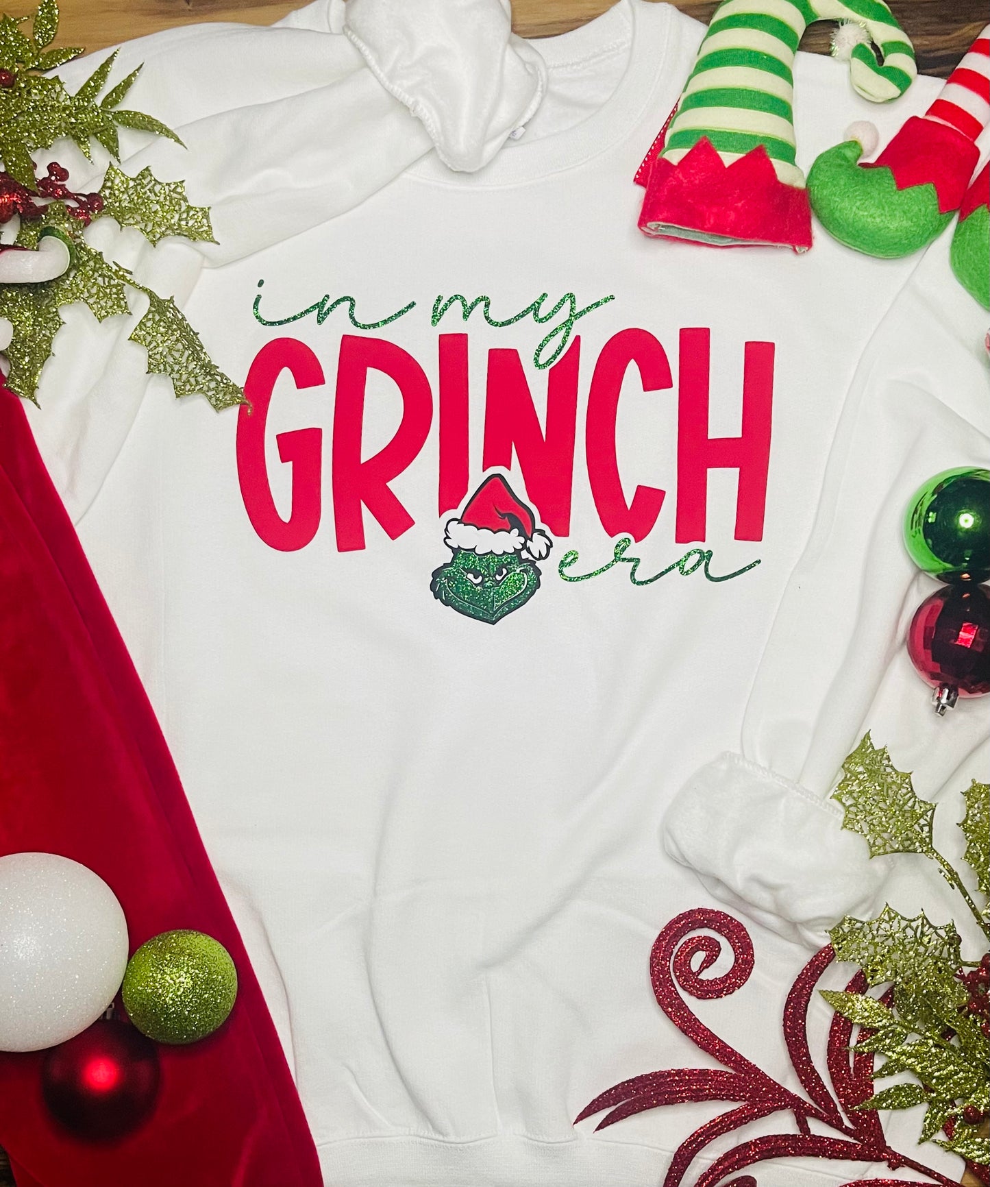 In my Grinch Era - Puff & Glitter Vinyl Sweatshirt