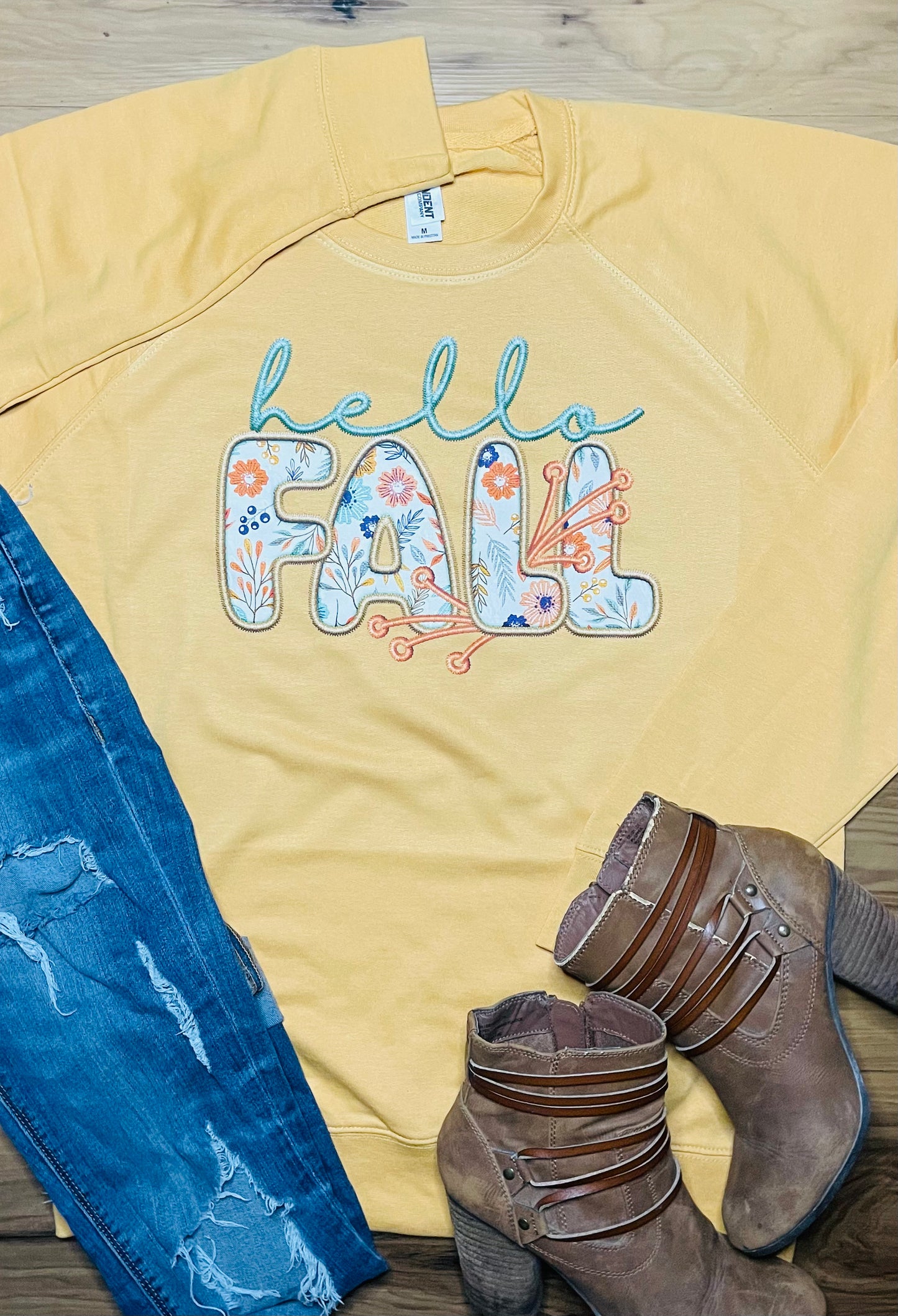 Hello Fall Feaux Embroidered