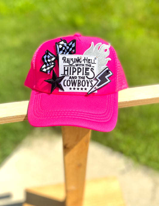 ⚡️PREORDER⚡️ Hippies & Cowboys pink trucker hat