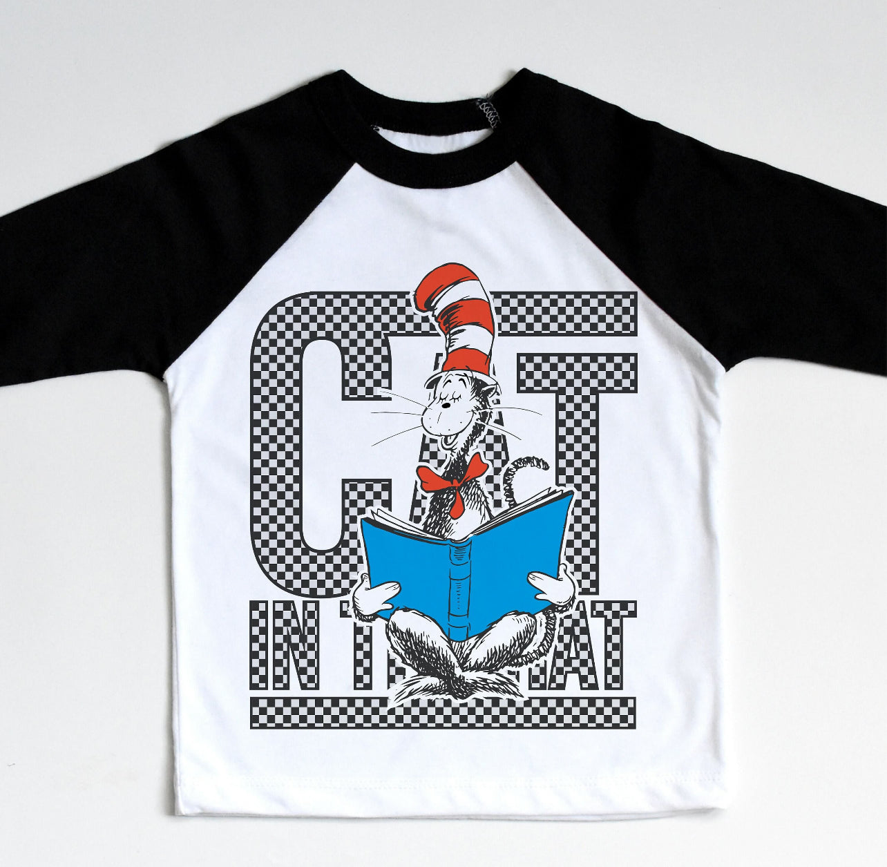 Cat In The Hat - Checkered Raglan