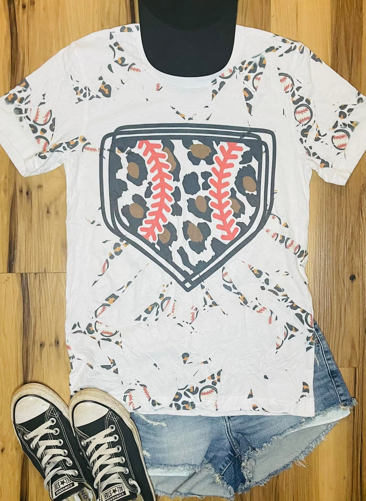 Leopard Home Plate Scrunch Tee